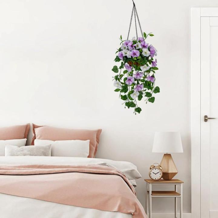 Kunstbloemen als echte ochtendglory hangende planten kunstbloemen met hanglamp, hoogte 70 cm, kamerplant, struik, decoratieve plant, groene plant