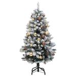 Kerstboom, verlichte dennenboom, kunstboom met 8 verlichtingsmodi, kerstdecoratie, decoratieve boom, kunstkerstboom, inklapbaar, 150 leds en ballen, 120 cm