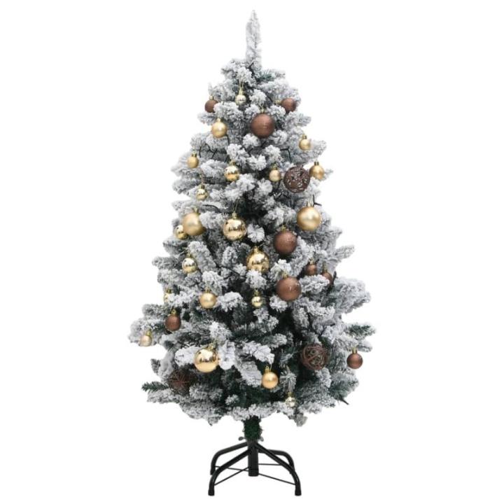 Kerstboom, verlichte dennenboom, kunstboom met 8 verlichtingsmodi, kerstdecoratie, decoratieve boom, kunstkerstboom, inklapbaar, 150 leds en ballen, 120 cm
