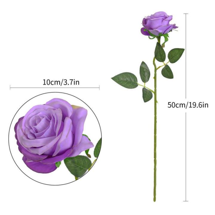 Kunstmatige Zijde Roos Bloem Enkele Stam Levensechte Nep Roos voor Bruiloft Boeket Bloemenarrangementen Huis Feest Bloemstuk Decoratie, 10 stuks (Verloop Licht Paars)