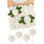 Glitterroos kunstbloemen, 25 stuks kunstrozen, bloemen met stengels, echte touch, kunstschuim, rozen voor bruiloft, boeketten, feest, kantoor, baby, douche, thuis, kerstdecoratie (
