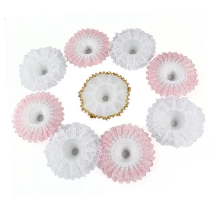 6 STK Blumenhalter Mit Spitzenkragen Mädchen Weiße Handschuhe Weißes Dekor Blumenstraußhalter Selber Machen Mini-pferdefiguren Blumen- Braut Spitzenkleid Rosa Ausschnitt