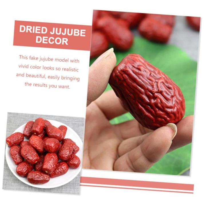 2 Sätze Simulierte Jujube Hochzeitsdeko Hochzeits Dekoration Realistisches Rotes Datum Lebensechte Nussdekoration Realistisches Datum Simulation Getrockneter Jujube 30 Stück * 2
