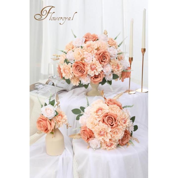 Künstliche Blumen, künstliche Rosen, Dahlie mit Stielen für selbstgemachte Hochzeit, Brautsträuße, Babyparty, Blumenarrangement, Tischdekoration, Heimdekoration (Hautfarbe)