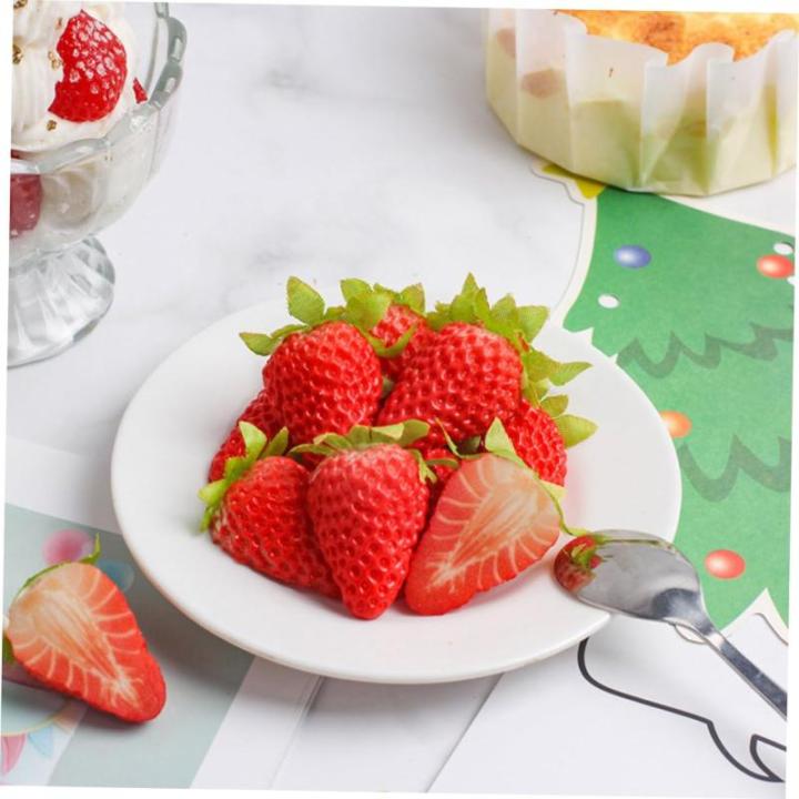 3 Sätze Künstliche Erdbeere Künstliche Erdbeerdekoration Falsches Obst Künstliche Früchte Zur Lebensechten Dekoration Erdbeer Schimmel Gefälschte Erdbeere PVC 10 Stück * 3