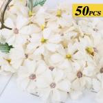 50 stuks kunstmadeliefjes, bloemkelken, , kleurrijke bloemkelken, mini zijden bloemen voor het knutselen, scrapbooking, bruiloften, feesten, woondecoratie - champagne