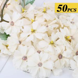 50 stuks kunstmadeliefjes, bloemkelken, , kleurrijke bloemkelken, mini zijden bloemen voor het knutselen, scrapbooking, bruiloften, feesten, woondecoratie - champagne