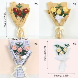 stücke Handgewebte Kamelie Blume Gestrickt Häkeln Blumenstrauß Hochzeit Ornamente
