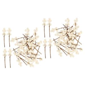 60 STK künstliche Beeren Kunstschaumfrucht Kranz DIY künstliche Beere kunstplflanze kunstobst hausdeko Girlande Dekor gefälschter Beerenstiel Christbaumschmuck Papier Weiß