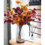 Kunstblumen Künstliche Blumen mit Glasvase, künstliche Pflanzen für den Innenbereich, künstliche Blumenarrangements, Seidenblumen für den Hausgarten, Terrassendekoration für 