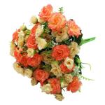 4 stuks kunstrozenbloemen, nepboeket, kunstzijde, bloemplanten, bloemstuk voor doe-het-zelf, binnen, buiten, keukentafel, tuinkantoor, bruiloftsfeestdecor - rood en champagne