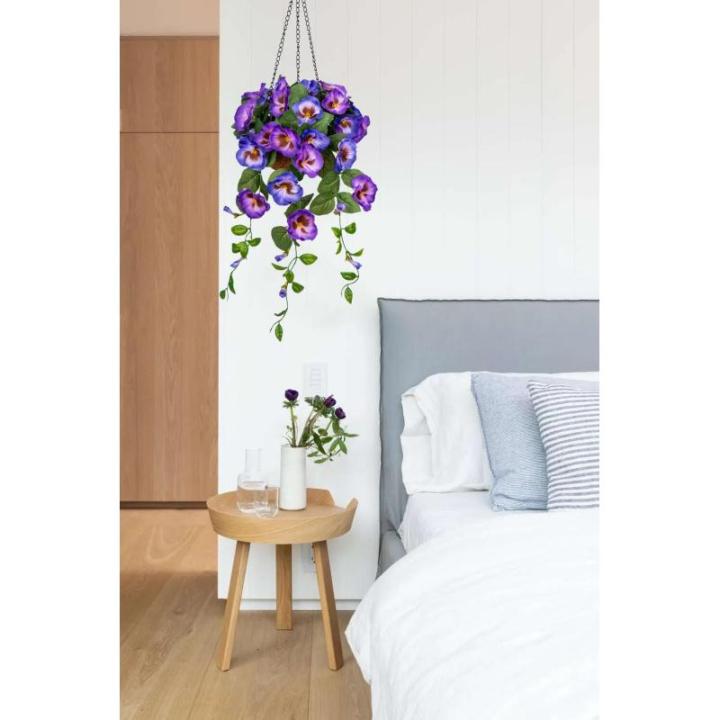 Pansy Kunstbloemen als echte viooltjes, hangende planten, kunstbloemen, Pansy met hanglamp, hoogte 70 cm, kamerplant, struik, decoratieve plant, groene plant