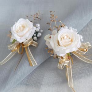 Stück Elegante Boutonniere/Armbänder mit Kunstrosen, stilvolle Accessoires für Brautpartys, Elegante Verzierungen für die Hochzeit