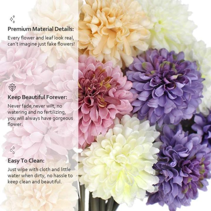 SNAILGARDEN , 12 stuks, 4 kleuren, nepplanten, kunstmatige chrysant met touwtje + wenskaart, zijden hortensia bloemen voor bruidsboeketten, thuis, tuin, feest, kantoorarrangementen