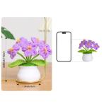 Kunstbloem, gehaakte bloemen, potplant, mini gebreide bloempot, kleine handgemaakte gehaakte bloem voor thuiskantoor tafeldecoratie, cadeau voor haar Valentijnsdag (1, paarse bloem
