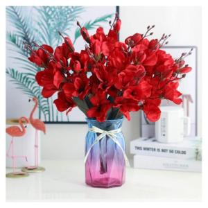 Kunstblumen Künstliche Orchideen-Fälschungspflanzen für den Innenbereich, künstliche Blumenarrangements mit Glasvase, Tischpflanzen für Zuhause, Schlafzimmer, Dekoration für 