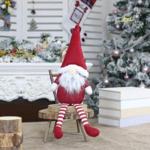Weihnachten Deko Draußen Décor Kid Long Christmas Leg Toy Ornament Faceless Gift Doll Santa Home (Red-8, One Size)