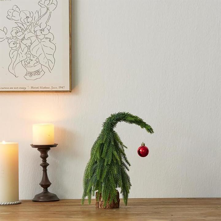 Kleiner Weihnachtsbaum 30 cm/45 cm/60 cm Christbaumschmuck, Bezaubernder Christbaumschmuck mit krummem Hals, künstlicher Mini-Weihnachtsbaum für Weihnachten, Festliche Feiertage,