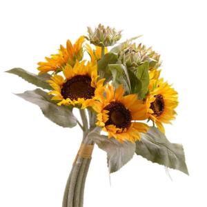 Köpfe Künstliche Sonnenblumen Bouquet Gefälschte Blume mit Stielen für Hochzeit Party