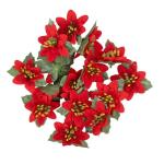Decoratieve bloemen, , bloemen, verschillende soorten, ca. diameter 4 - 5 cm (kerstster 1 - rood - 15 stuks)