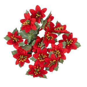 Decoratieve bloemen, , bloemen, verschillende soorten, ca. diameter 4 - 5 cm (kerstster 1 - rood - 15 stuks)