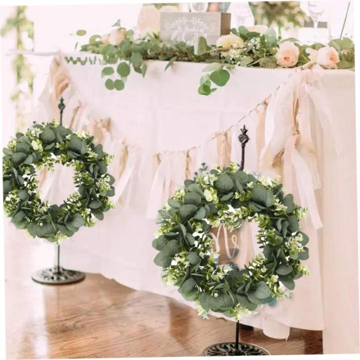 Künstlicher Eukalyptuskranz für Haustür, Herbstkranz Grüne Blattkranzgirlande für Fenster Hochzeit Home Veranda - 40 cm