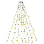 Led-clusterlichtsnoer, werkt op stroom, decoratie voor binnen en buiten, tuin, kerstboom, bruiloft (warmwitte timer met ring, 200 leds, 8 strengen)