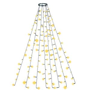 Led-clusterlichtsnoer, werkt op stroom, decoratie voor binnen en buiten, tuin, kerstboom, bruiloft (warmwitte timer met ring, 200 leds, 8 strengen)
