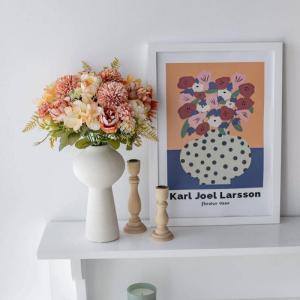 Künstliche Blumen,Kunstblumen wie echt Blumen Deko Künstlich Pfingstrose Seide Hortensien Dekoration Blumenarrangements Hochzeit Blumenstrauß(Cremeorange)