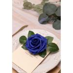 Kunstbloemen, rozen, 25 stuks, kunstrozen met steel, voor doe-het-zelf bruiloft, boeketten, bruid, babyshower, feest, woondecoratie, donkerblauw
