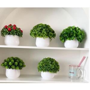 Kunstblumen Künstliche Pflanzen, Mini-Topfpflanzen, für Büro, Schreibtisch, Zuhause, Bauernhaus, weiße Töpfe, Schlafzimmer, Badezimmer, Regaldekoration für jeden Anlass