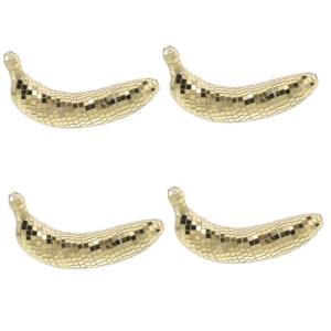 4 Stück Disco-Banane Spiegel-Disco-Ornament nautisch Dekorationen bürodeko büro Dekoration glitzernde Netzstrümpfe Hochzeitsdekoration Bananenfigur für den Tisch Obstdekor Sc