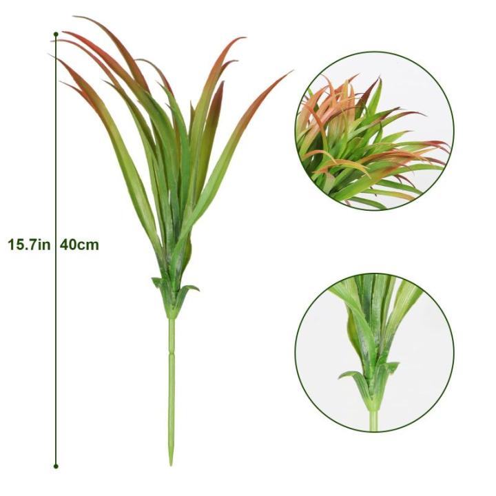 , 6 stuks, 40 cm, gras, , herfst, kunststof planten, binnen en buiten, uv-bestendig, groen kunstgras voor thuis, raam, tuin, terras, pad, veranda, decoratie