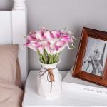 20 stuks kunstmatige Calla lelie, bruid, latex, ware aanraking, familie, decoratie, feest, bruiloft, hotel, decoratie, boeket (paars)