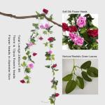 2 stuks 240 cm lange tweekleurige kunstrozenslinger-ranken, hangende zijden bloemen, voor buiten- en binnen, bruiloft- en muurdecoratie (magenta)