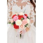 Künstliche Rosen Blume, 30 Stück Deko Blumen Fake Rosen mit Stielen DIY Hochzeit Blumensträuße Braut Zuhause Dekoration, Dunkelrot