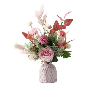 Kunstblumen Gefälschte Blumen mit Vase, Faux Blumenarrangement mit Vase für Heimdekoration, geeignet für Hochzeit, Esstisch, Büro für jeden Anlass