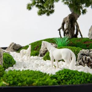 Künstlicher Bonsai-Baum Simulation Bonsai Pflanze Künstliche Topfpflanze Trockenlandschaft Gefälschte Grünpflanze mit Keramikblume Pferdeskulptur Dekoration Home Office Desktop