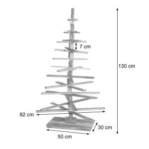 Decoratieve kerstboom HWC-H77, 3D-kerstboom, kerstdecoratie, shabby look, dennenhout, verstelbaar, 130 x 82 x 82 cm, wit