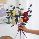 stücke Handgewebte Kamelie Blume Gestrickt Häkeln Blumenstrauß Hochzeit Ornamente