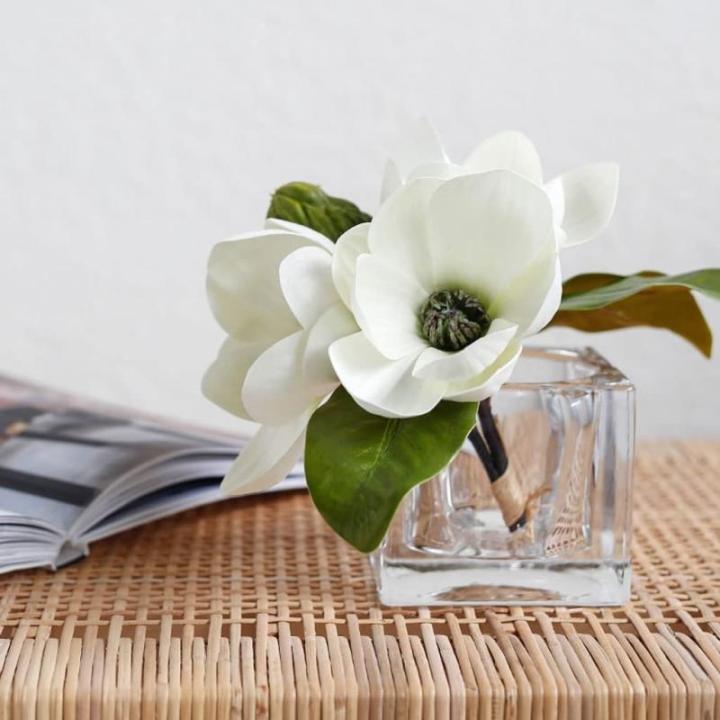 Kunstblumen Künstliche Magnolienblumen mit Vase, kleine künstliche Pflanzen im Innenbereich, Kunstpflanzen im Topf für Wohnkultur, Schlafzimmer, Badezimmer für jeden Anlass