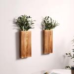 2 stuks houten wandplanter voor gedroogde bloemen en kunstgroen kamerplantenhouder, houten zakvaas, moderne boerderij wanddecoratie voor woonkamer slaapkamer badkamer decoraties (b