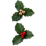 50pcs Gold Weihnachten Ornamente Set Mini Faux Holly & Berry Dekoration DIY Weihnachtsblumen Dekor mit Drahthalterung für schwimmende Kerzen Vase Urlaubsdekor, Weihnachtsschmuck