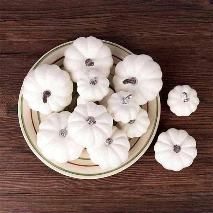 12 stuks realistische witte pompoenen van de herfstpompoenoogst voor huis tuin decoratie