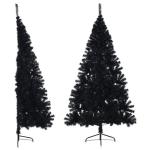 Kunstkerstboom met standaard, 180 cm hoog, kunstdennenboom, kerstdecoratie, kunstboom, hoge pvc en staal, zwart