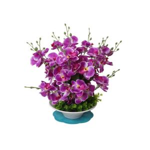 Kunstblumen Künstliche Blumen, künstliche Orchideen-Dekoration – Seidenstoff-Orchideen-Topf-Arrangement mit echtem Touch, Bonsai für Zuhause/Büro für jeden Anlass