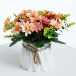 Falsche Blumen, Realistische Blumenarrangements, Künstliche Gänseblümchen in Vase, fühlt Sich echt an, gefälschte Gänseblümchen, Kunstseide, Pflanzenarrangements(Champagne)