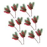 12St künstlicher Tannenzapfen Spray für künstliche Kiefernzweige Stechpalmenstängel winterdeko weihnachtsbaumdeko raumdeko tannenzapfen zweige künstliche Blumenzweige Plastik 