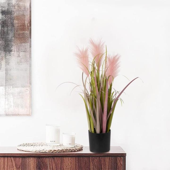 Kunstgras kunstgras, decoratief gras, hoog, 66 cm, kunstplant gras in pot, ziet eruit als echt, grasarrangement, , solitair gras, siergras, tafeldecoratie, roze