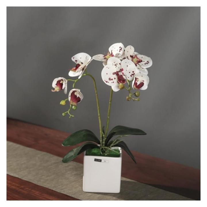 Kunstblumen Künstliches Phalaenopsis-Blumenarrangement, künstliche Orchideen-Bonsai im Topf, Pflanze für Zuhause, Büro, Küche, Schlafzimmer für jeden Anlass